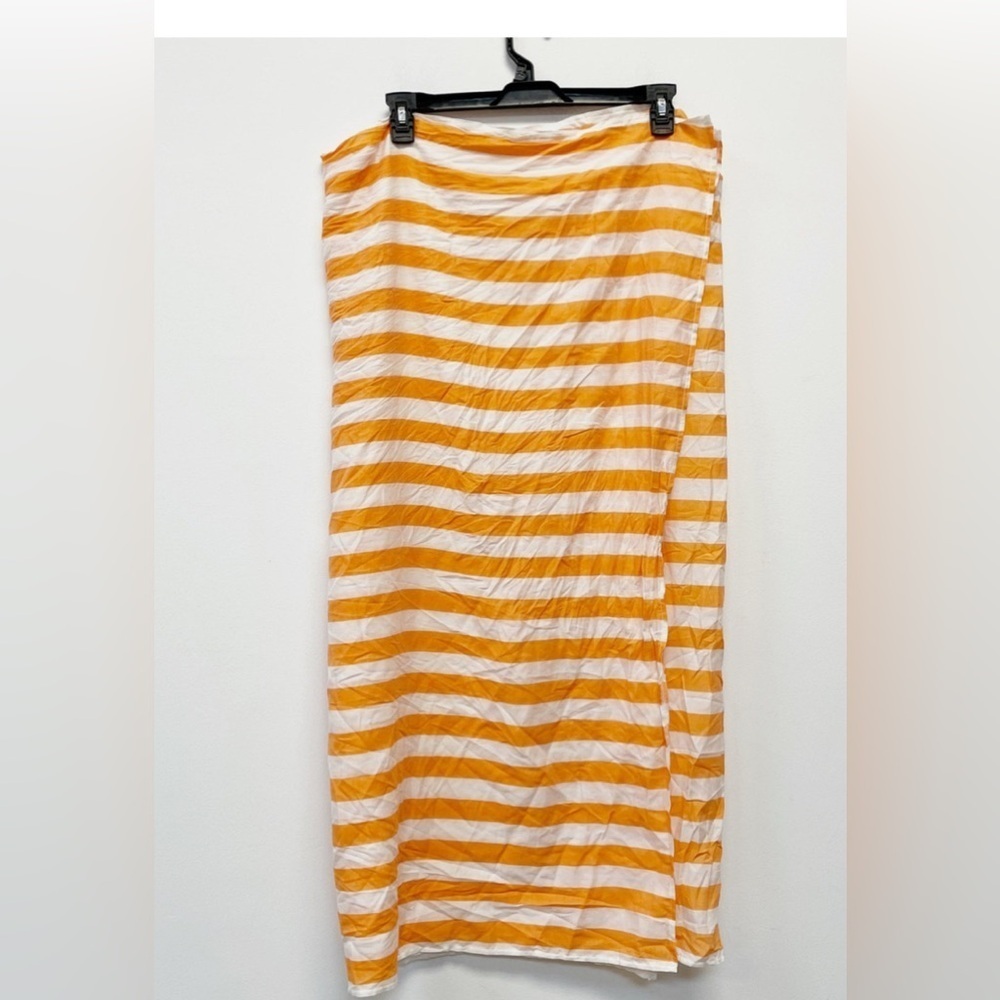 NWOT Shade & Shore Orange White Striped Beach Sarong Cover Up One Size - Picture 2 of 4